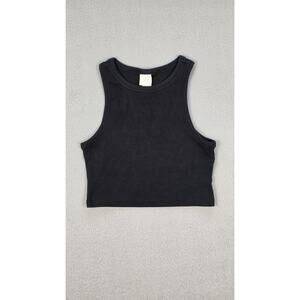 H&M Women’s Black Ribbed Crop Tank Top Sleeveless Stretch Size S